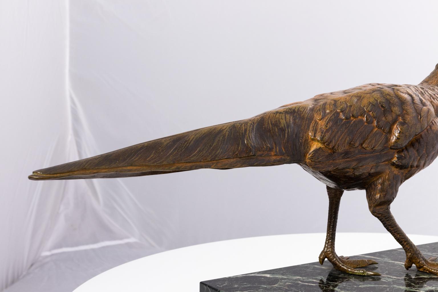 Vintage bronze pheasant-artist signed L.Malsert. Marble base.
 