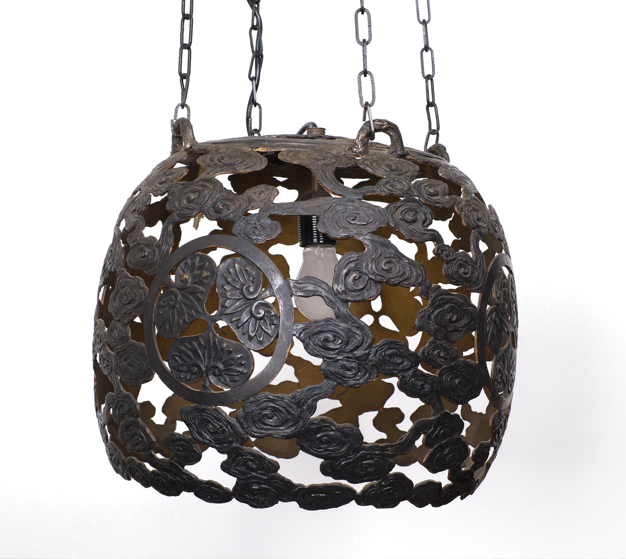 Japanese Bronze pierced  chandelier  Japan 1950s  For Sale