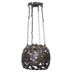 Vintage Bronze pierced  chandelier  Japan 1950s 