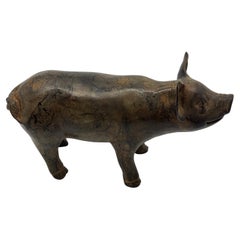 Bronze Pig Sculpture by Pierre Chenet, Humorous French Art, Circa 2000