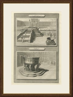 Bronze Pillars and the Molten Sea of Solomon's Temple, Mortier, circa 1700