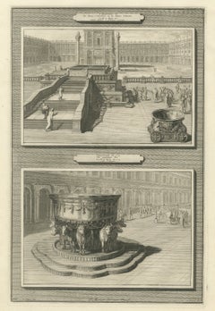 Bronze Pillars and the Molten Sea of Solomon's Temple, Mortier, circa 1700
