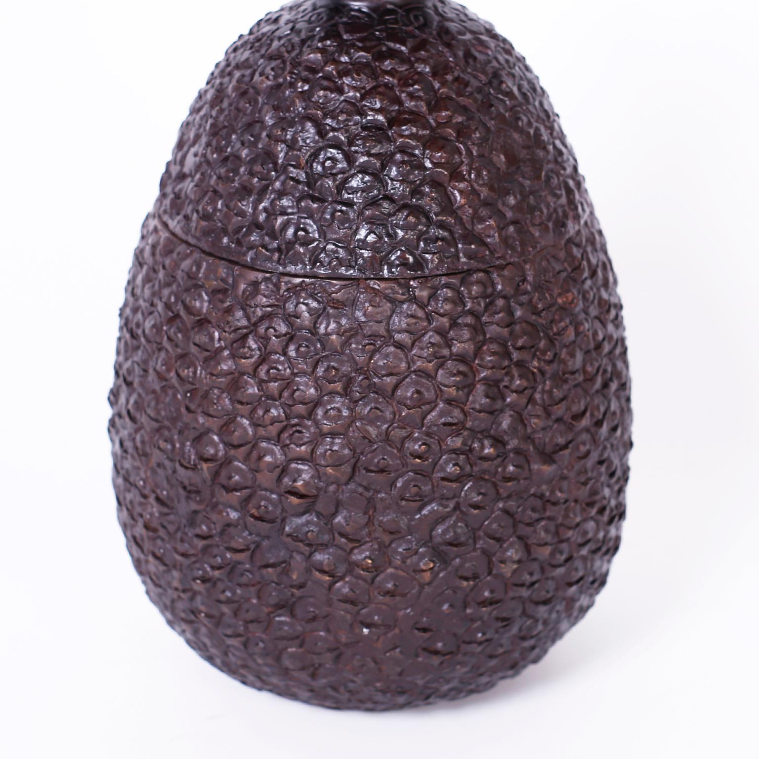 Mid-Century Modern Bronze Pineapple Jar For Sale