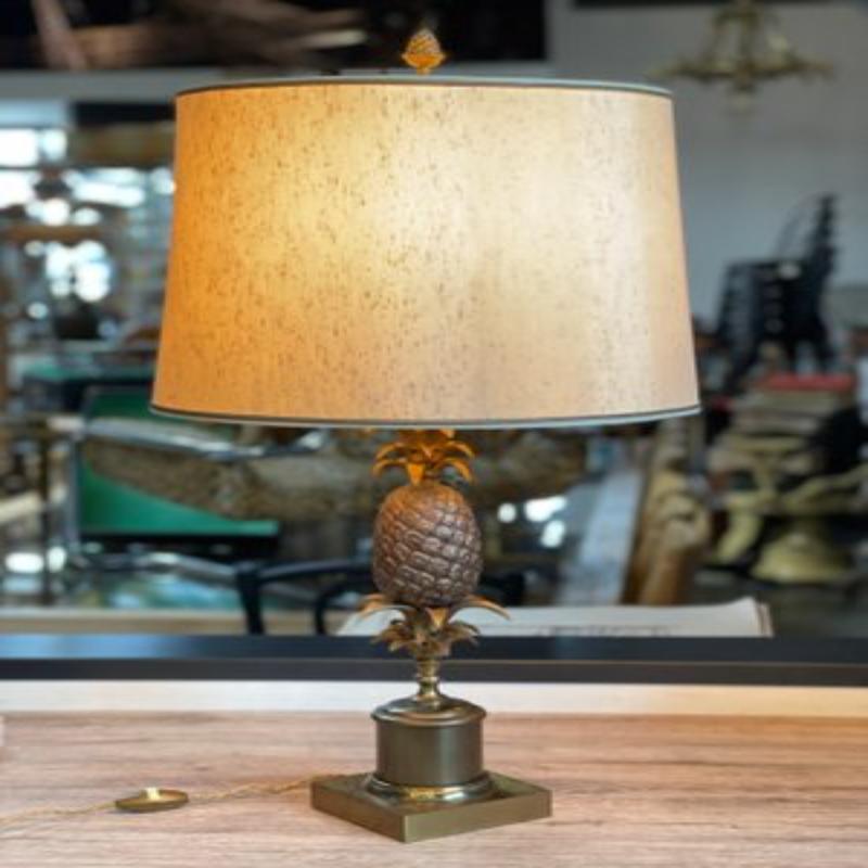 Bronze Pineapple Table Lamp, 1960s In Excellent Condition For Sale In Andrézieux-Bouthéon, FR