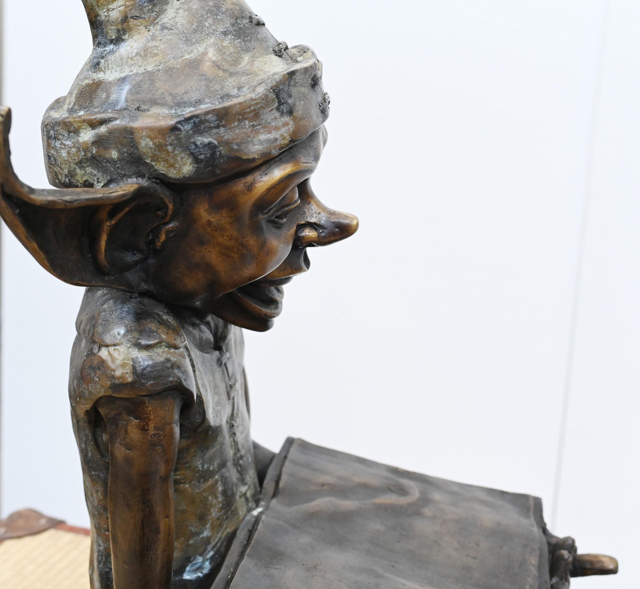 Bronze Pixie Fairey Statue Reading Elph and Safety Manual In Good Condition For Sale In Potters Bar, GB