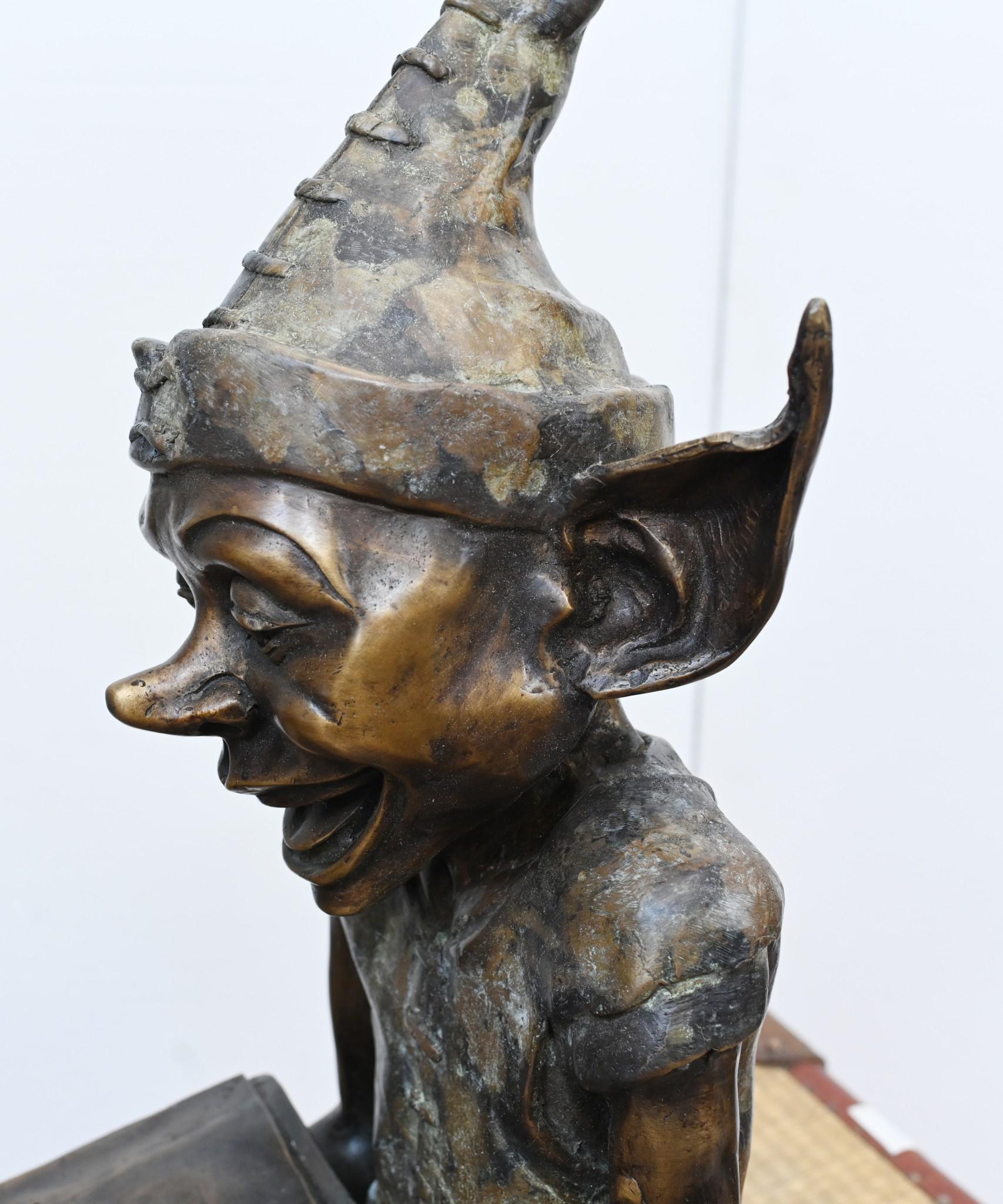 Bronze Pixie Fairey Statue Reading Elph and Safety Manual For Sale 2