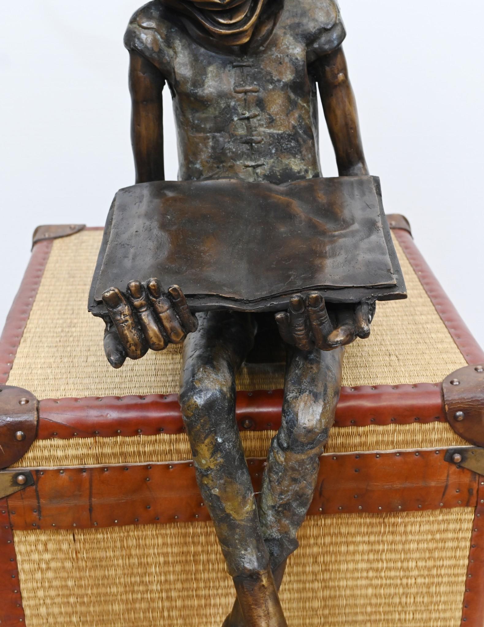 Bronze Pixie Fairey Statue Reading Elph and Safety Manual For Sale 5