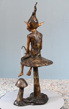 Bronze Pixie Fishing Mushroom Bronze Elph Celtic Fairey