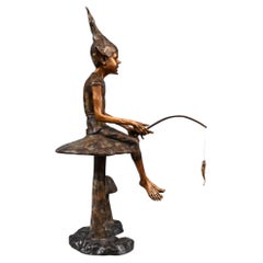 Bronze Pixie Fishing Mushroom Bronze Elph Celtic Fairey