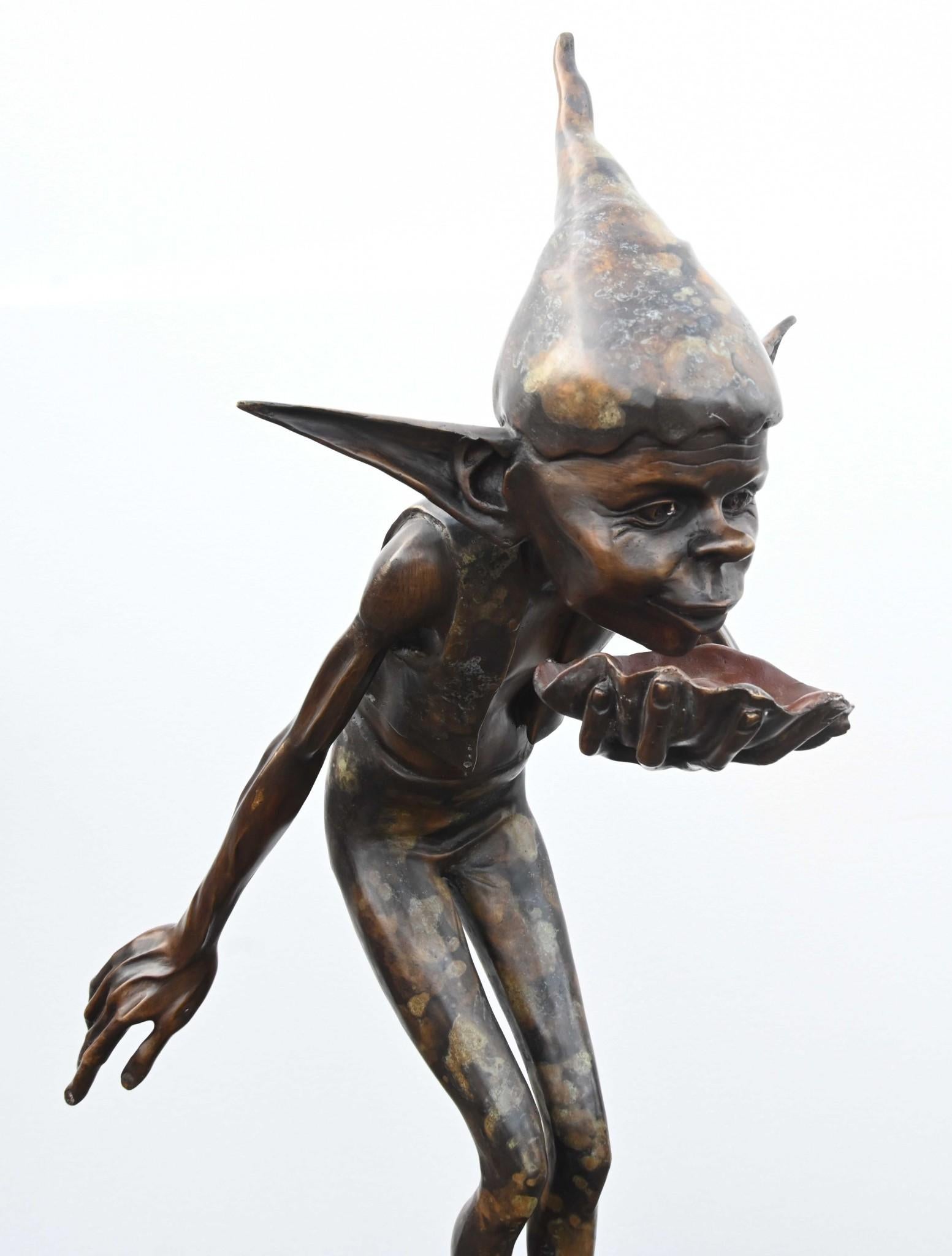 Bronze Pixie Fountain Fairey Goblin Statue 5