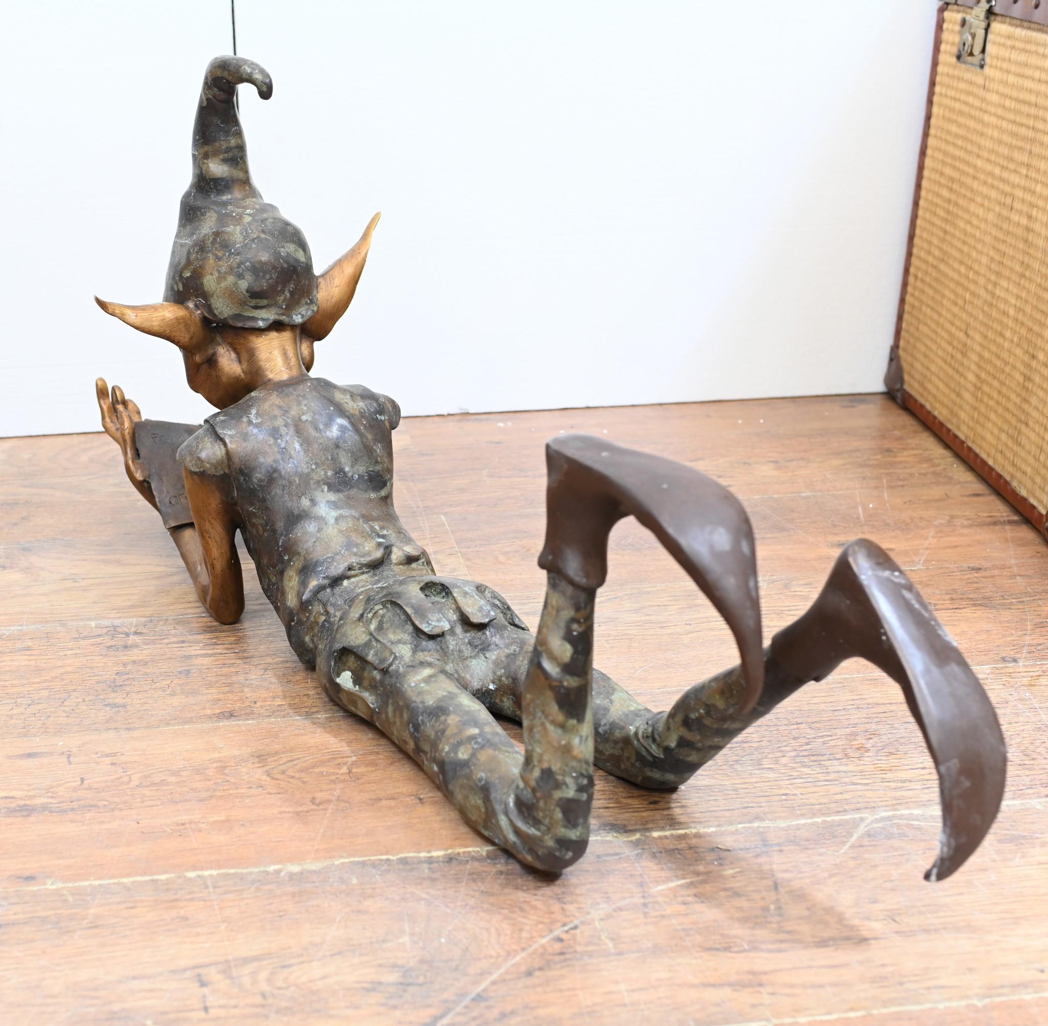 Fine XX secolo Statua Pixie in bronzo Reading Fairey Elph Garden Casting in vendita