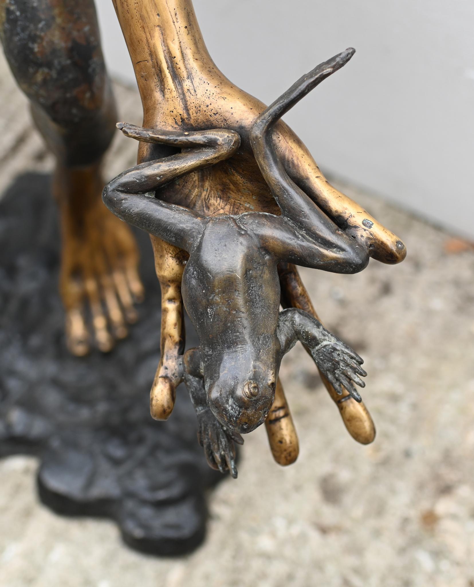 Bronzed Bronze Pixie Toad Catcher Statue Elph Goblin Casting For Sale