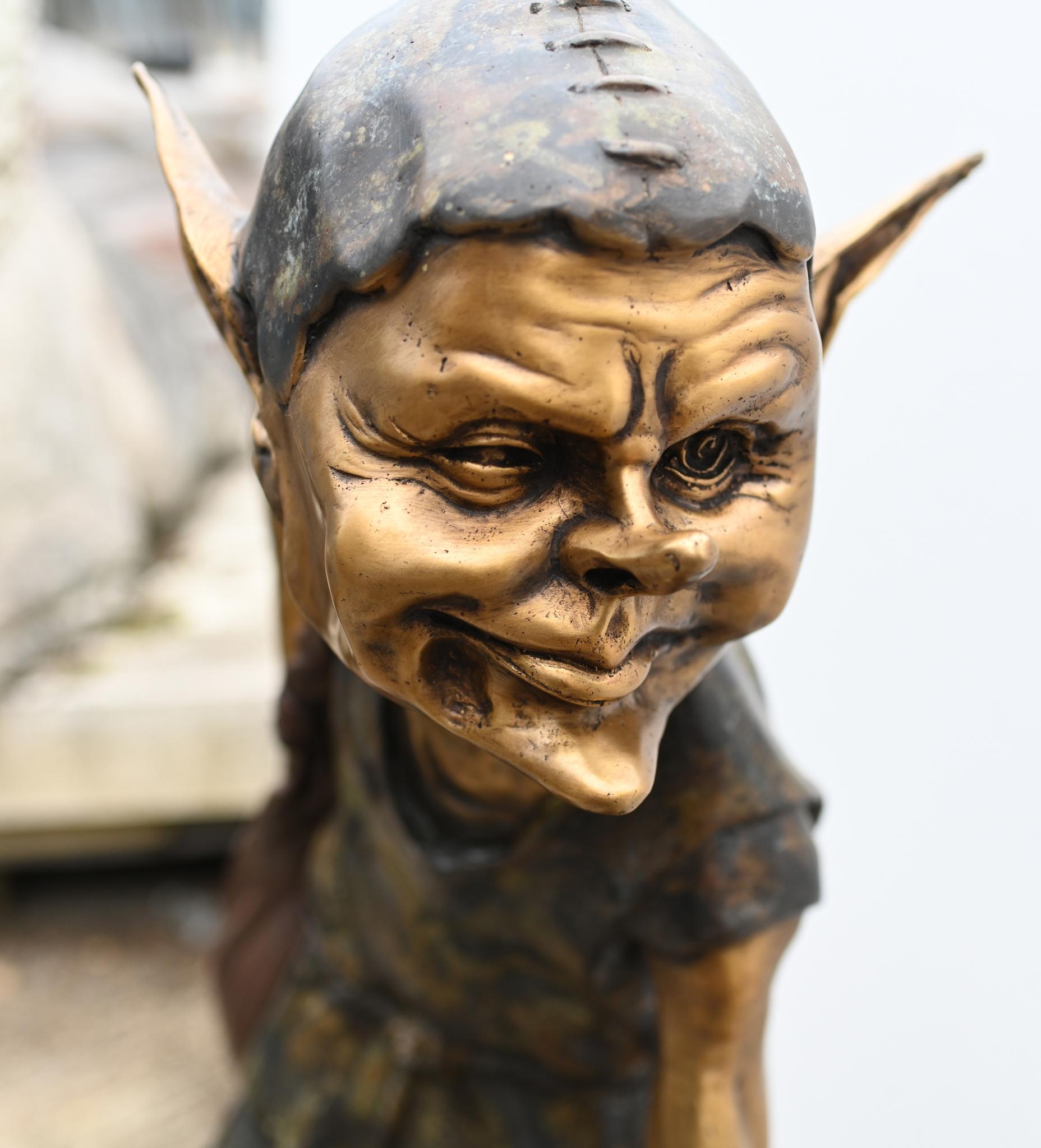 Bronze Pixie Toad Catcher Statue Elph Goblin Casting In Good Condition For Sale In Potters Bar, GB