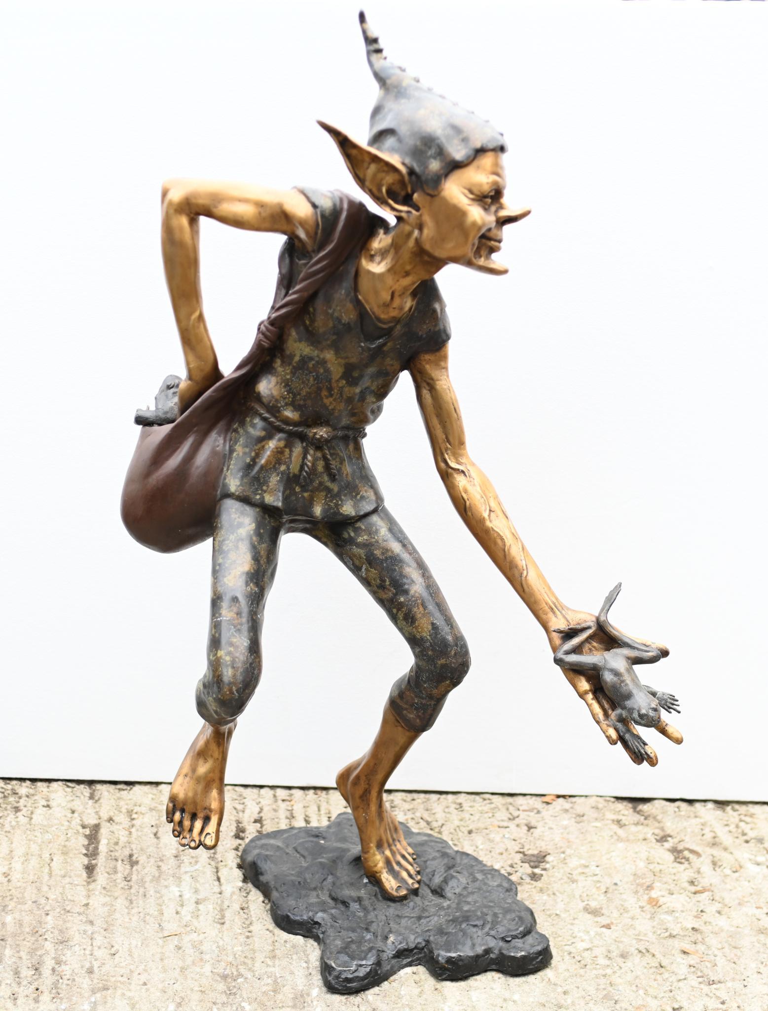 Bronze Pixie Toad Catcher Statue Elph Goblin Casting For Sale 1