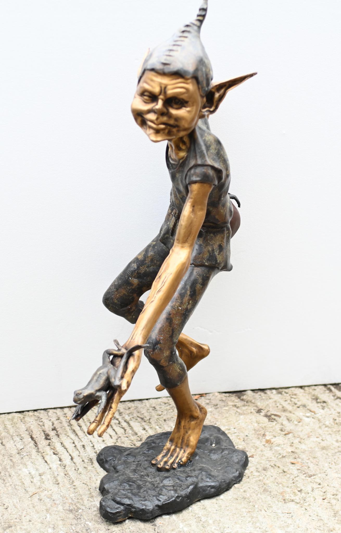 Bronze Pixie Toad Catcher Statue Elph Goblin Casting For Sale 2