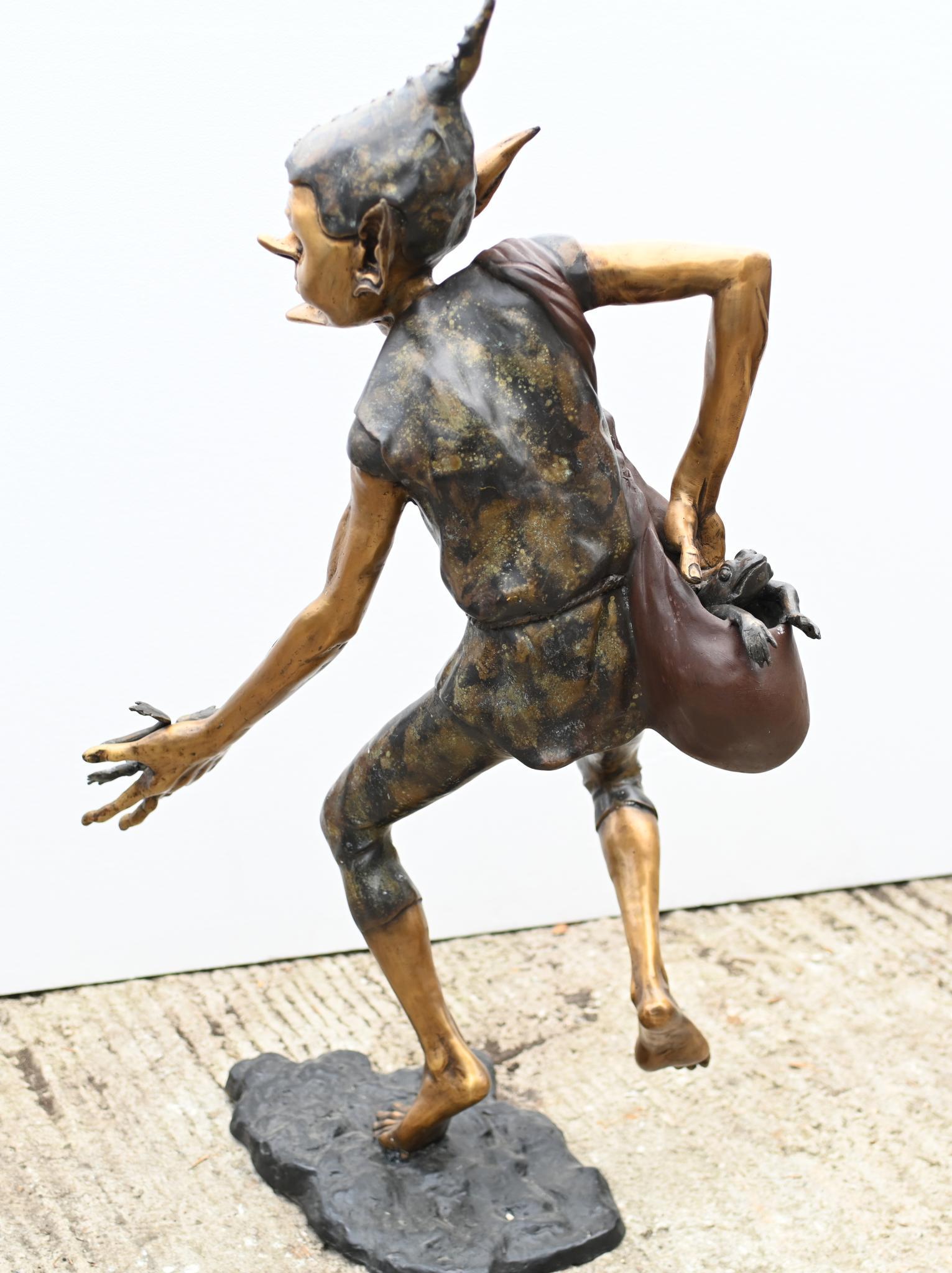Bronze Pixie Toad Catcher Statue Elph Goblin Casting For Sale 3