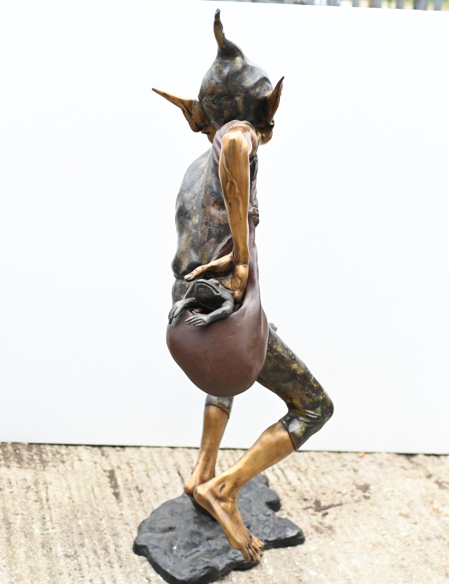 Bronze Pixie Toad Catcher Statue Elph Goblin Casting For Sale 4