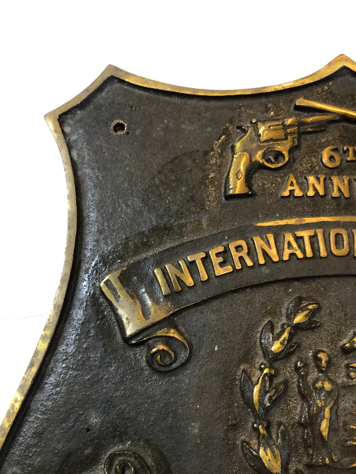 American Bronze Plaque 1937 6th Annual International Police Pistol Tournament Teaneck NJ.
