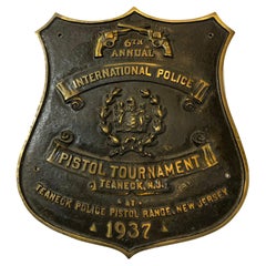 Bronze Plaque 1937 6th Annual International Police Pistol Tournament Teaneck NJ.