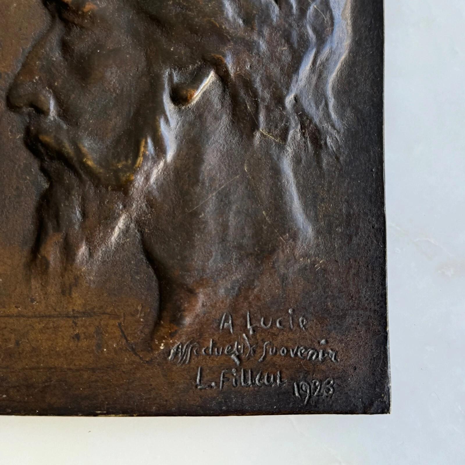 Bronzetafel von Charles Filleul mit der Darstellung von Christus, 1903 (Französisch) im Angebot