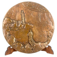 Bronzeplakette mit der Darstellung des Paradieses von Dante, entworfen von Lajos Cseri