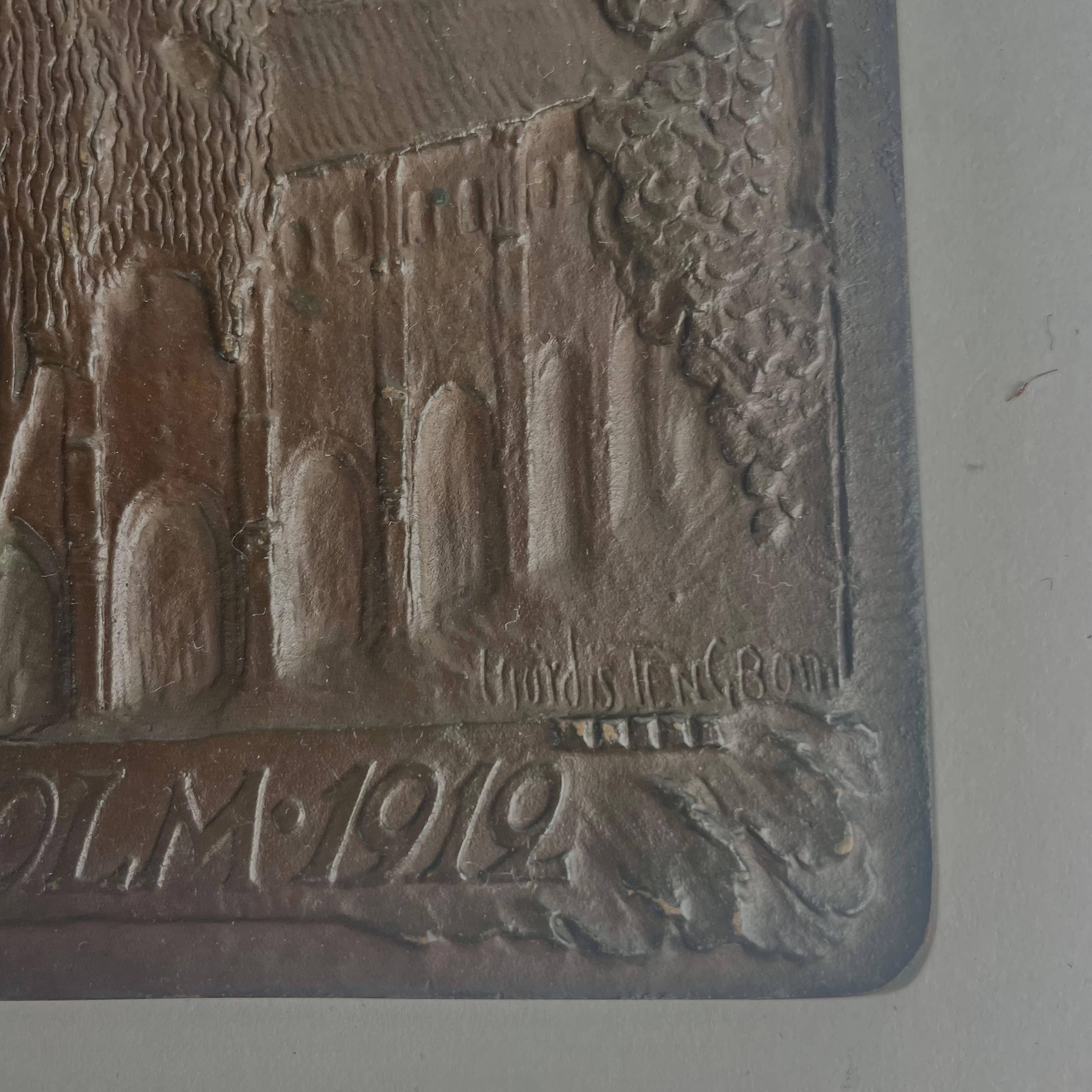 Placa de bronce de los Juegos Olímpicos de Estocolmo de 1912 por Hjördis Nordin-Tengbom Bronce en venta