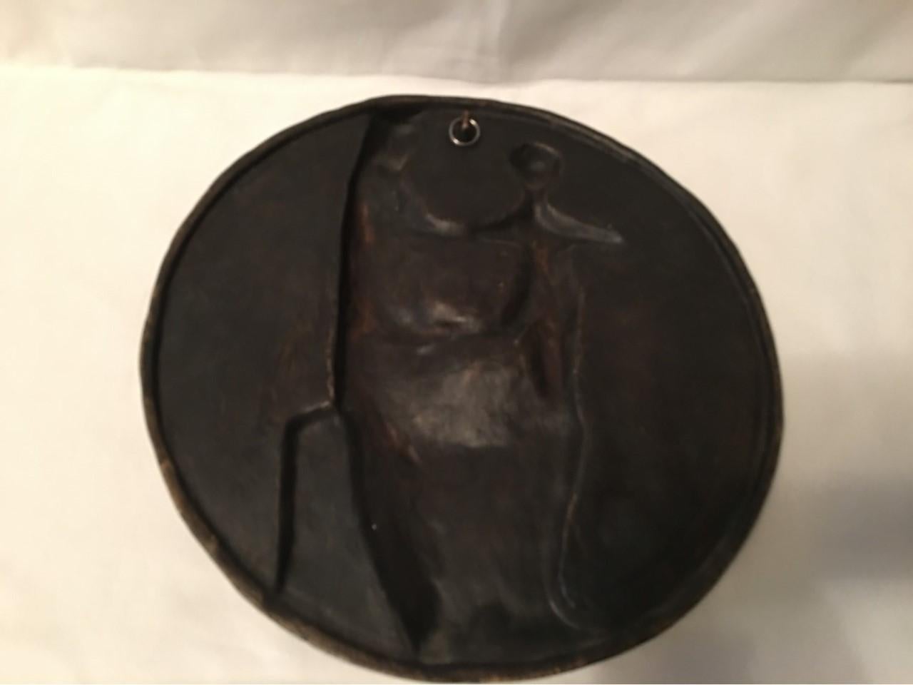 Bronze Plaque of Virgin Mary with Christ Child by HB For Sale 5