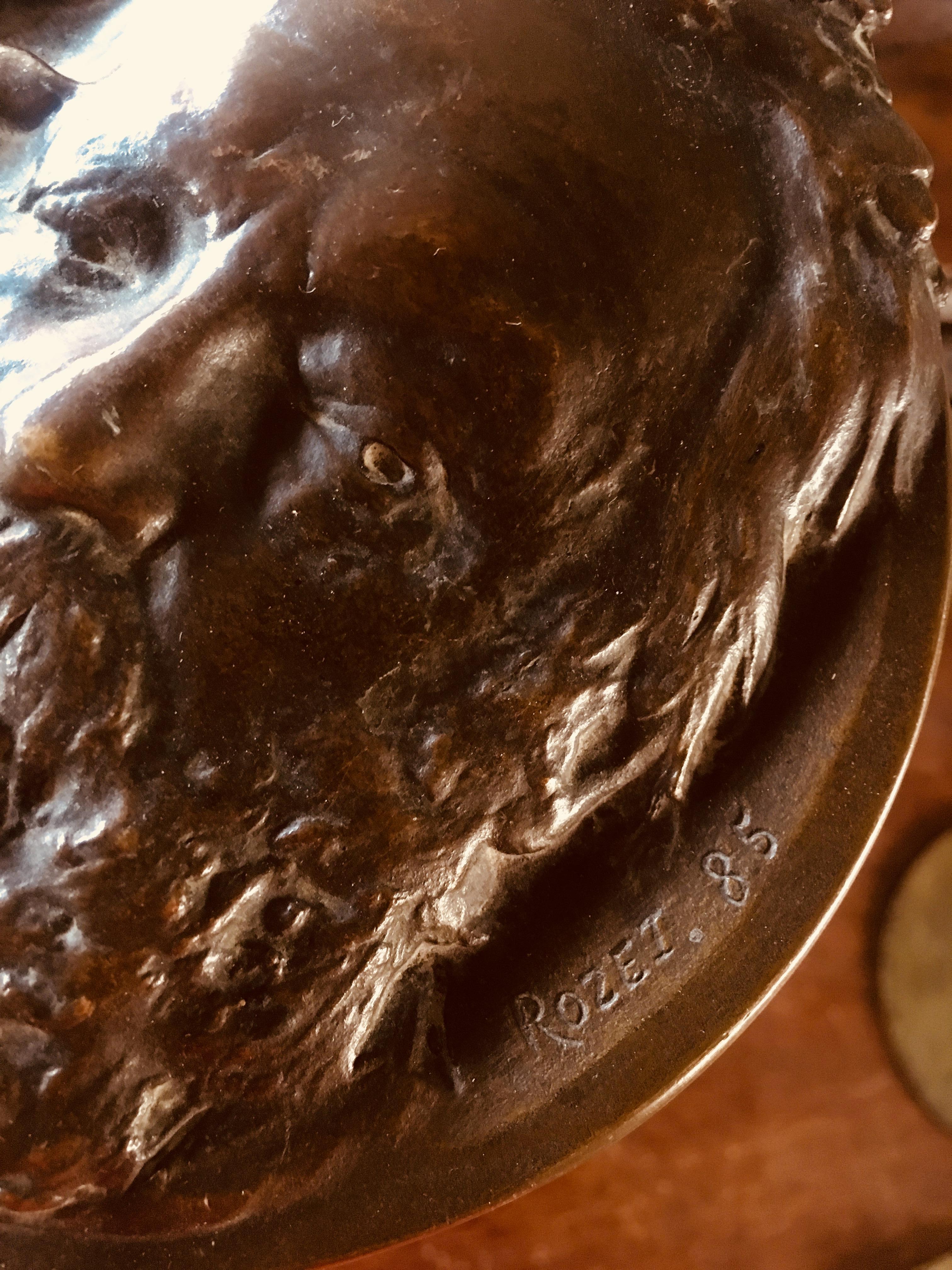 XIXe siècle Plaque en bronze de Victor Hugo marquée Rozet 85 en vente
