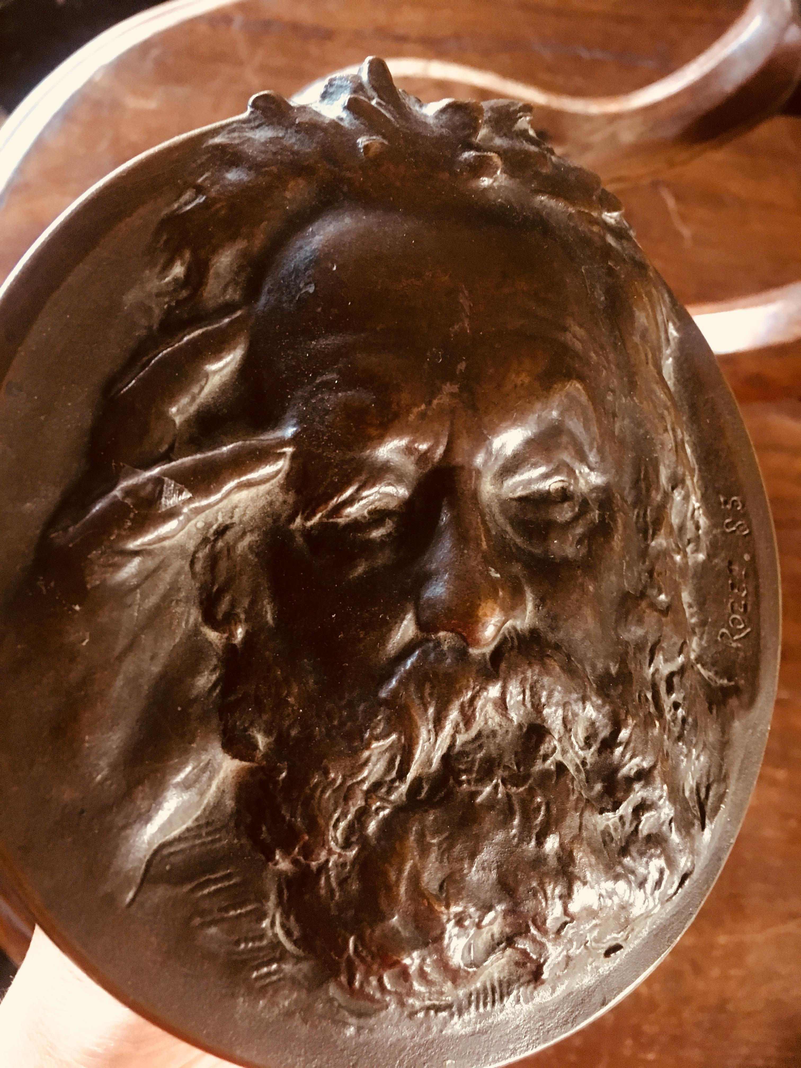 Bronze Plaque Portrait of Victor Hugo Marked Rozet 85 For Sale 1