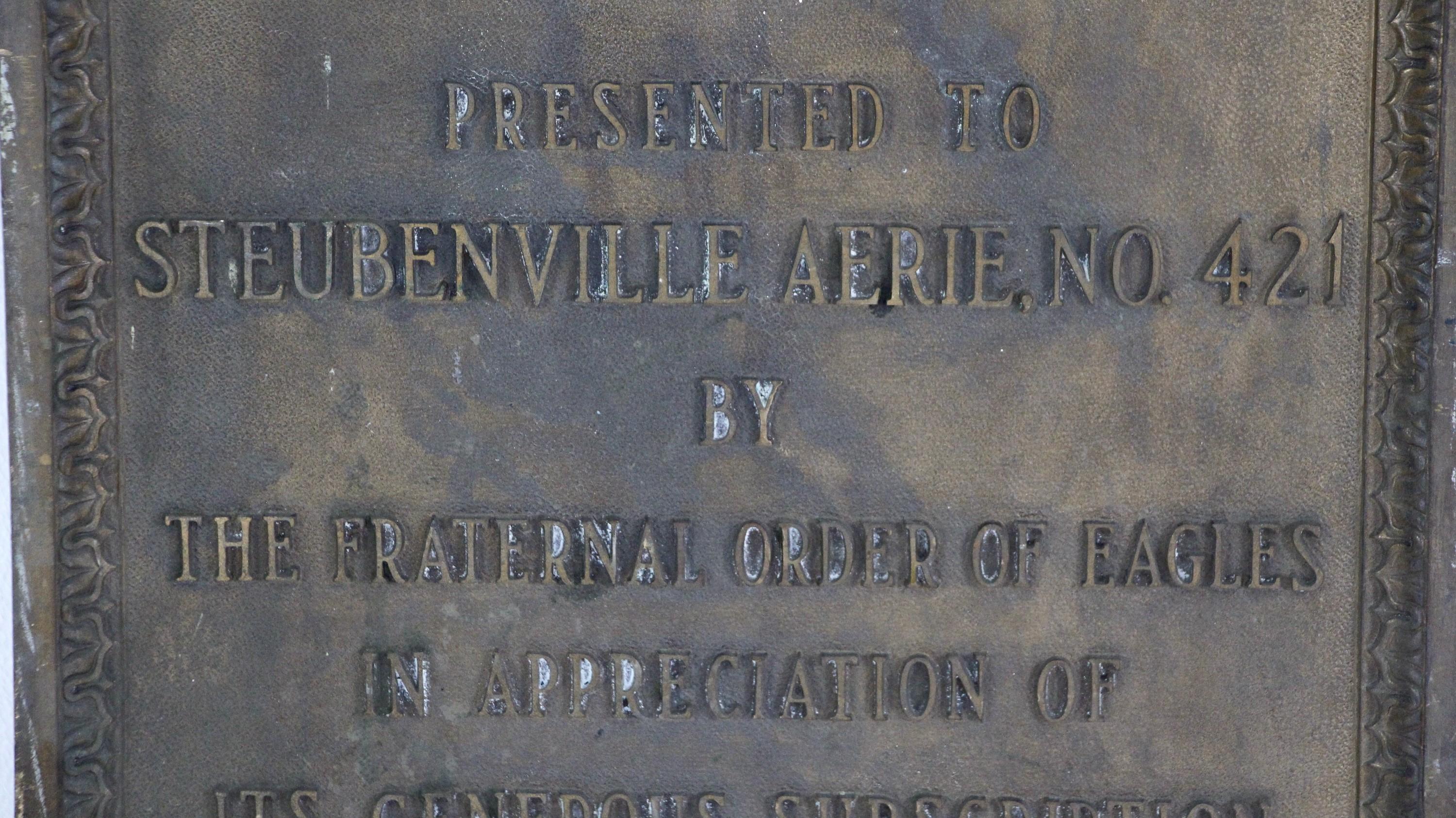 American Bronze Plaque w Eagle Logo The Fraternal Order of Eagles For Sale