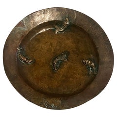 Bronze Plate with Three Dimensioinal Fish in the Style of Gunnar Nylund