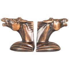 Bronze Plated Art Deco Horse Head Bookends c.1930