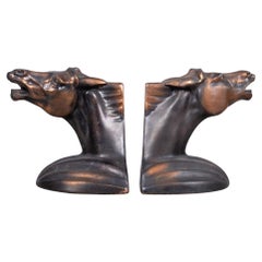 Bronze Plated Art Deco Horse Head Bookends, circa 1930