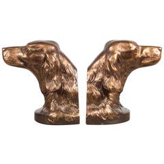 Antique Bronze-Plated Dog Bookends, circa 1940