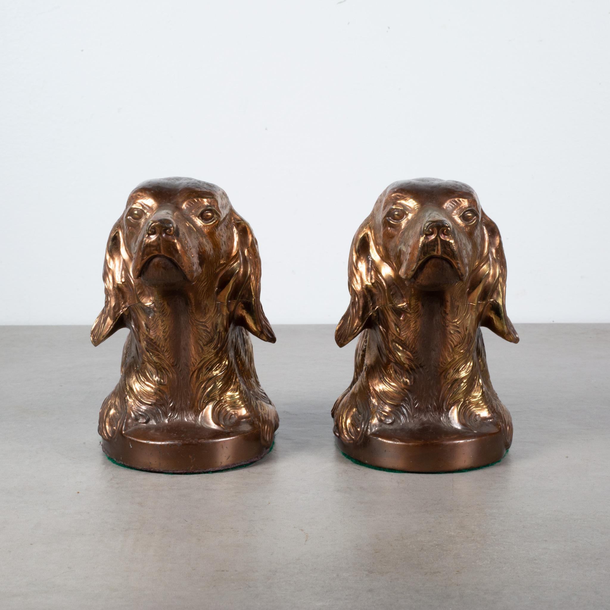 Plaqué Serre-livres chien plaqué bronze, vers 1940  (LIVRAISON GRATUITE) en vente