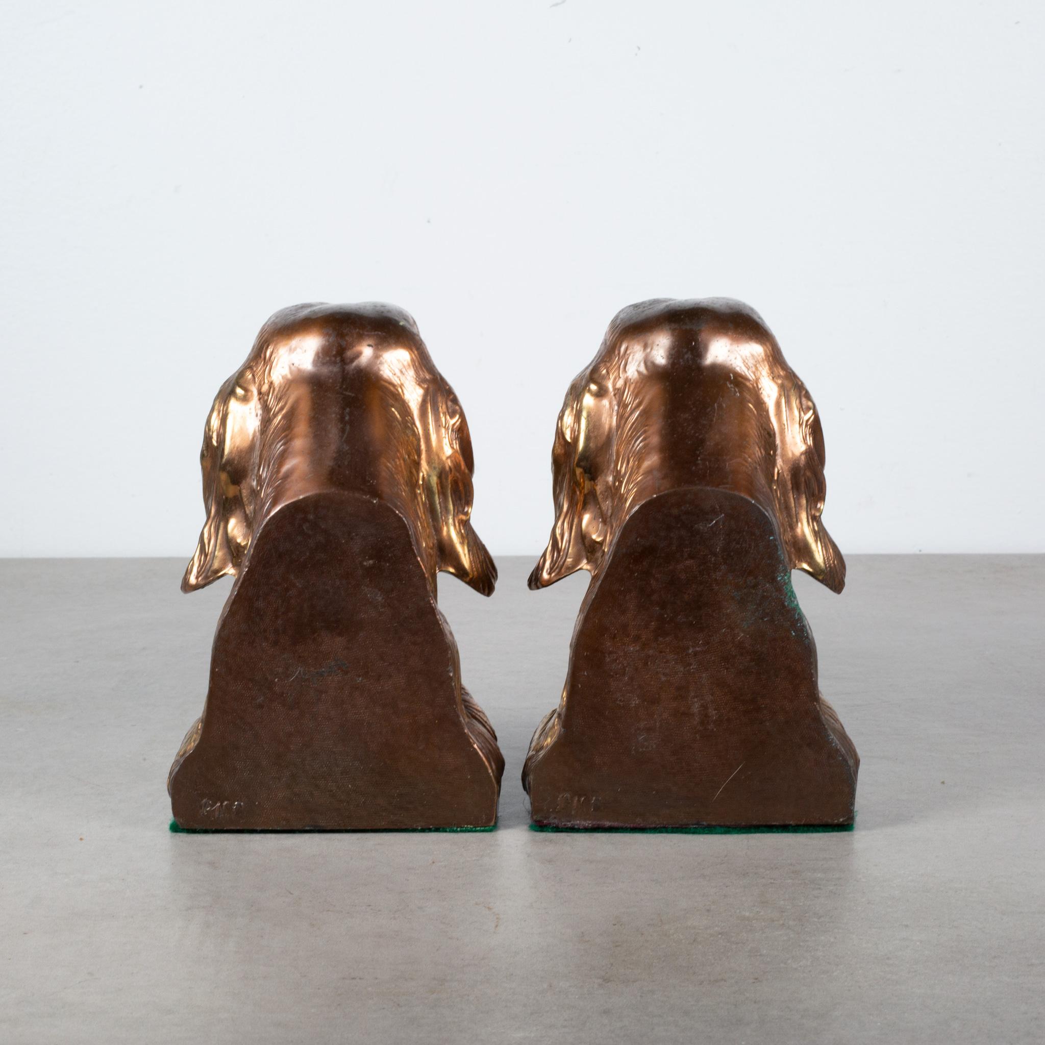Bronze-Plated Dog Bookends, circa 1940  (FREE SHIPPING) In Good Condition For Sale In San Francisco, CA