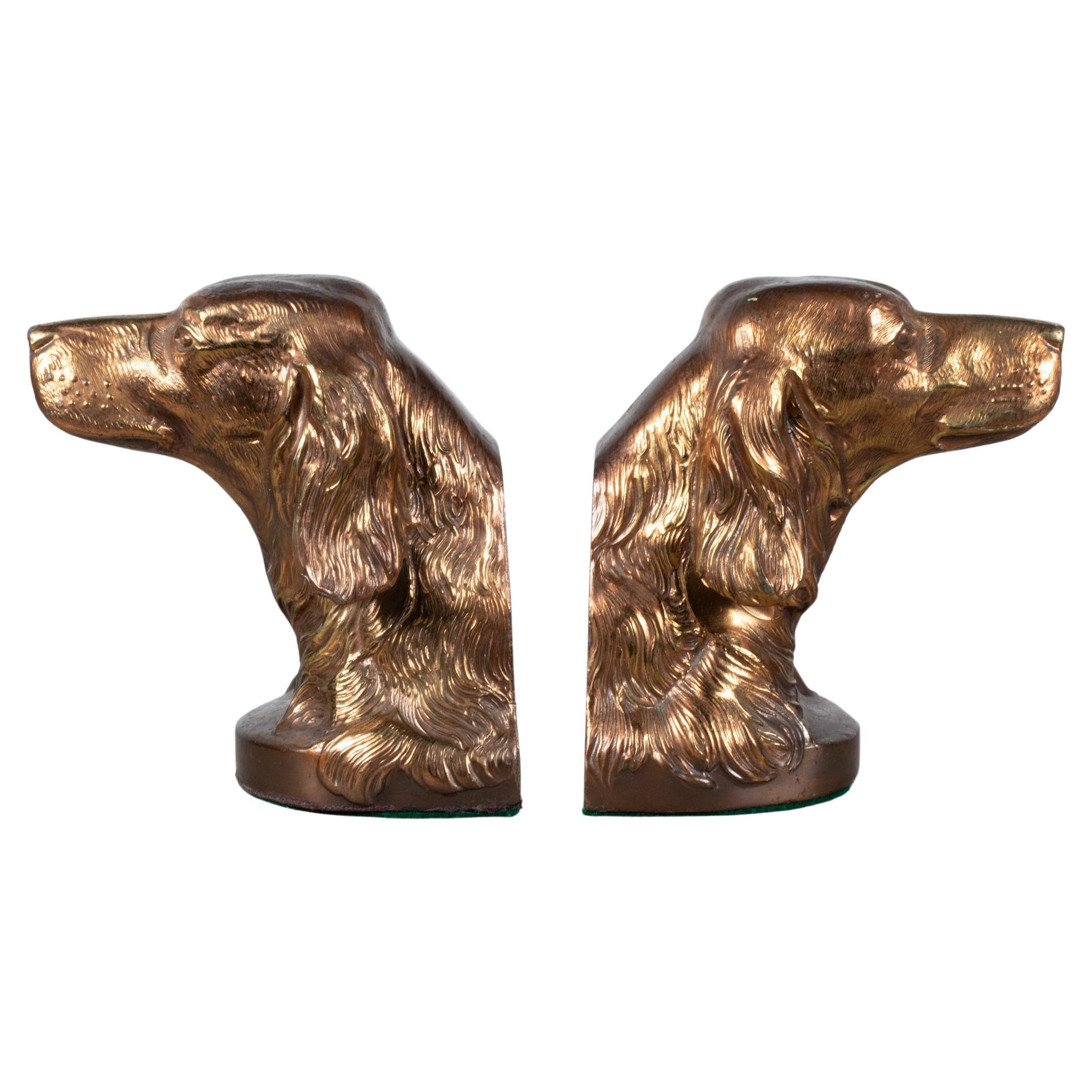 Bronze-Plated Dog Bookends, circa 1940  (FREE SHIPPING)