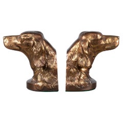 Used Bronze-Plated Dog Bookends, circa 1940  (FREE SHIPPING)