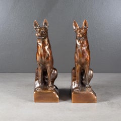 Bronze Plated German Shepherd Bookends c.1950