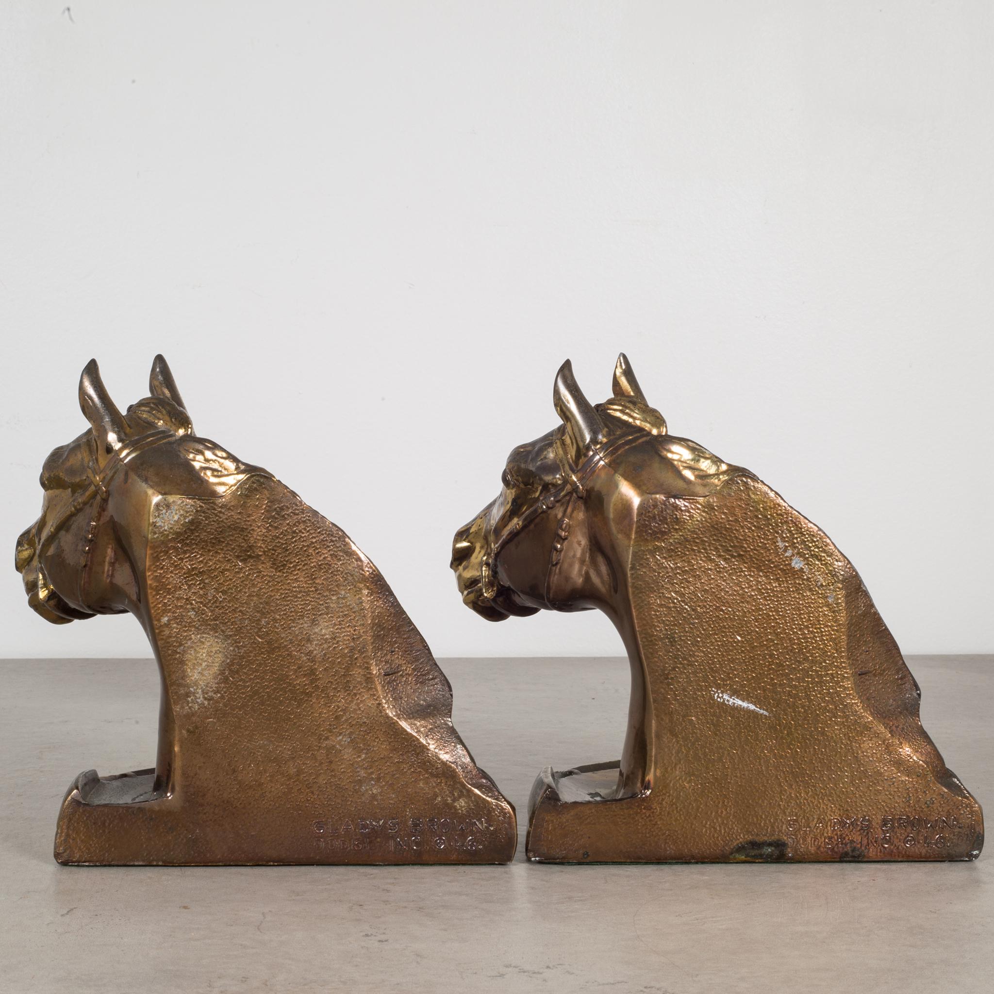 American Bronze Plated Horse Head Bookends by Glady's Brown and Dodge, circa 1930