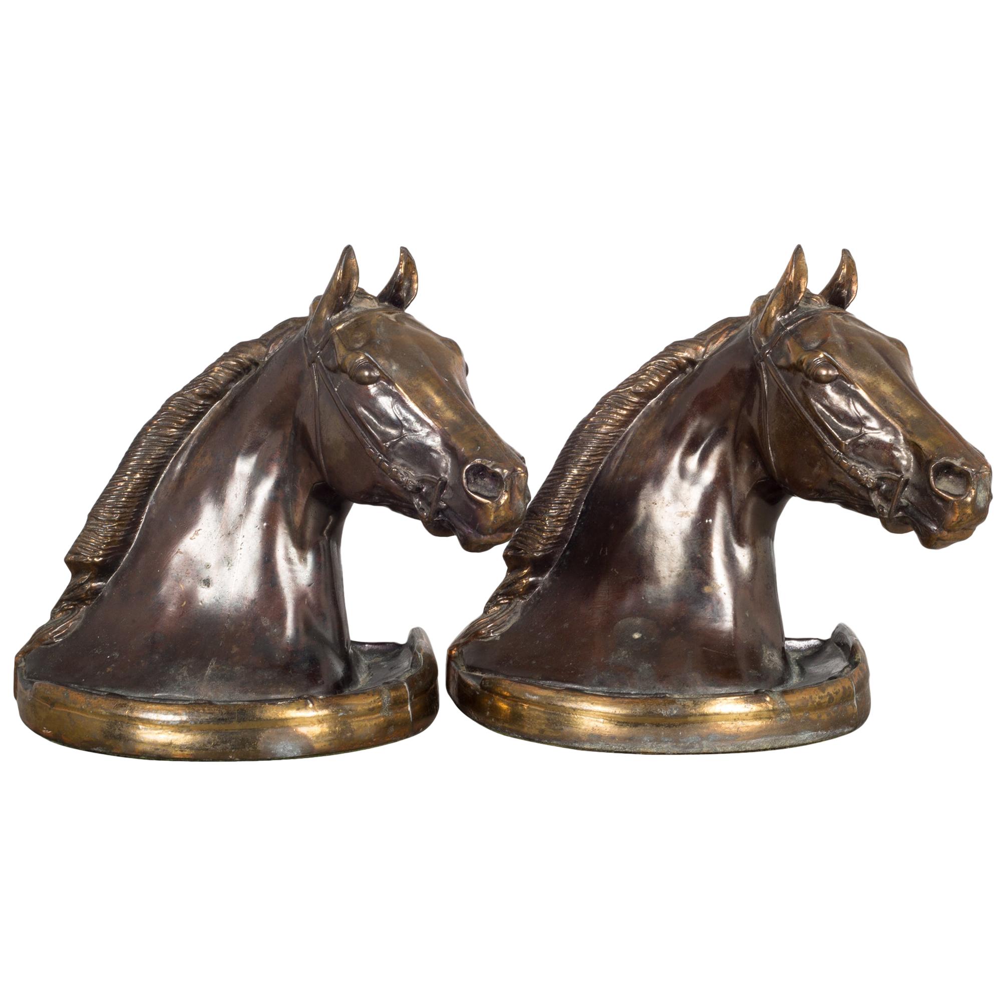 Bronze Plated Horse Head Bookends by Glady's Brown and Dodge circa 1930