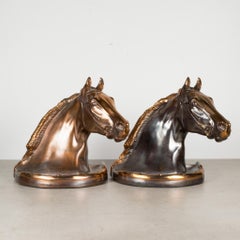 Serre-livres en forme de tête de cheval plaqué bronze de Glady's Brown and Dodge, vers1946