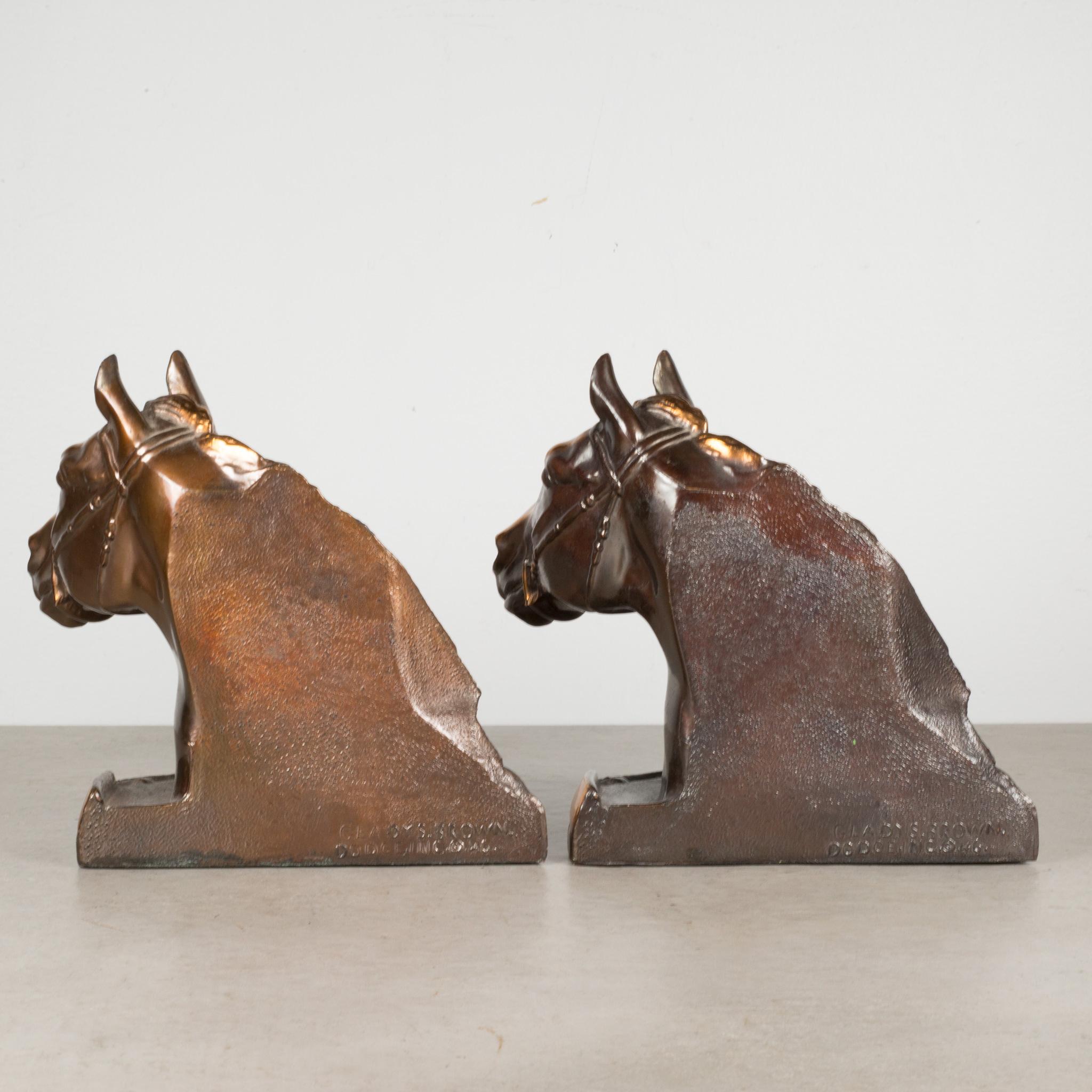 American Bronze Plated Horse Head Bookends by Glady's Brown and Dodge, c.1946