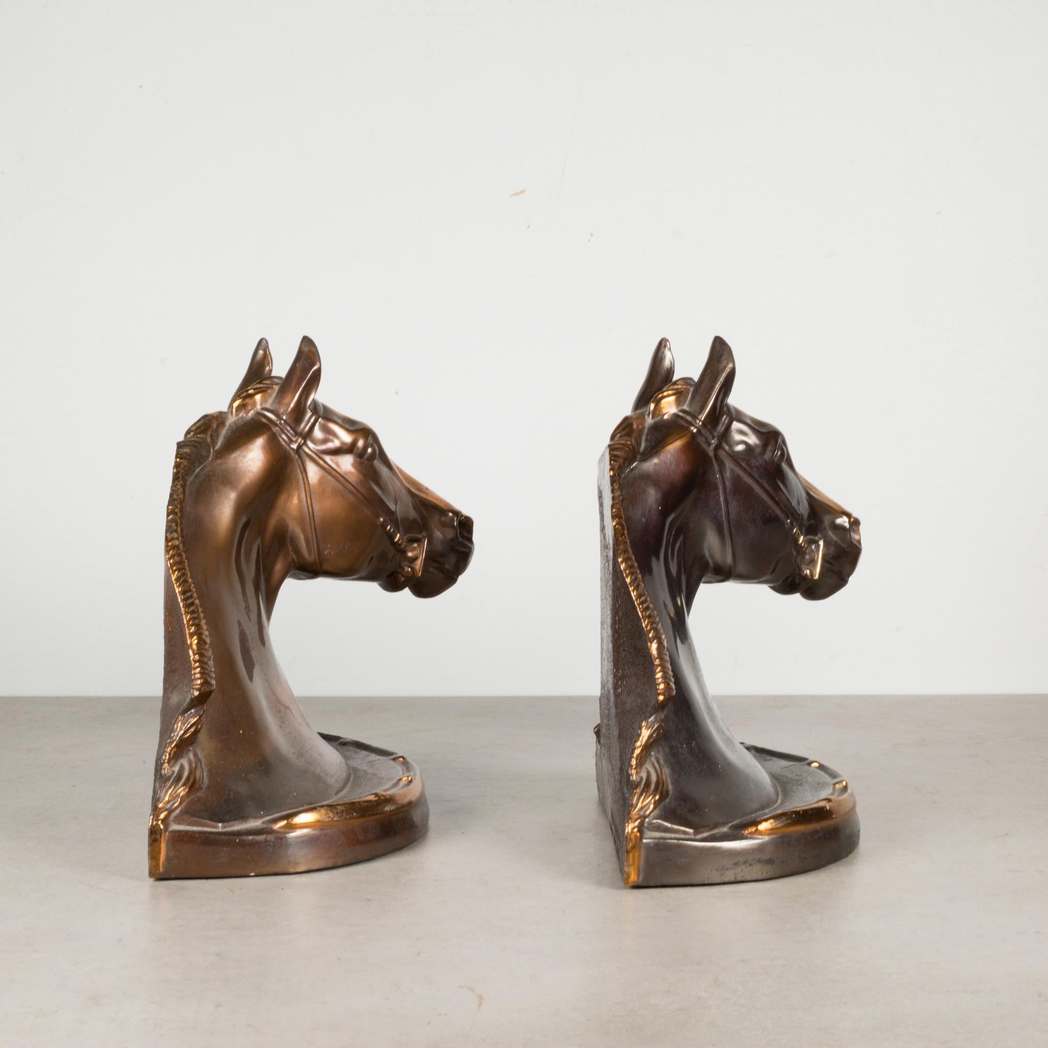 Bronze Plated Horse Head Bookends by Glady's Brown and Dodge, c.1946 In Good Condition In San Francisco, CA