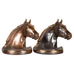 Serre-livres en forme de tête de cheval plaqué bronze de Glady's Brown and Dodge, vers1946