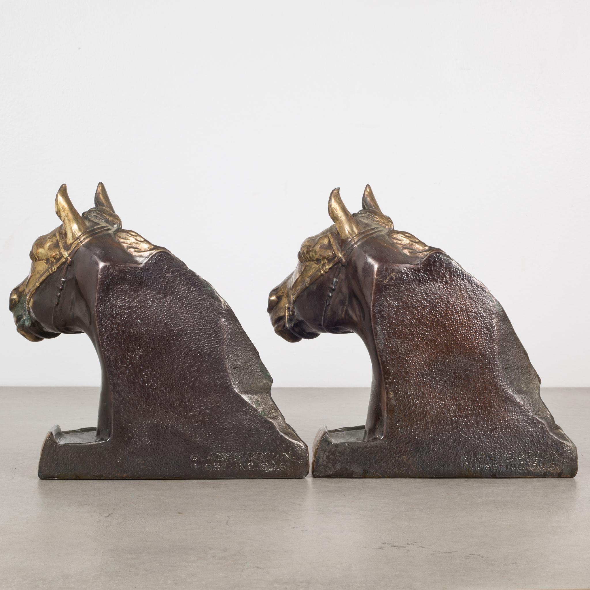 American Bronze-Plated Horse Head Bookends by Glady's Brown and Dodge, circa 1930