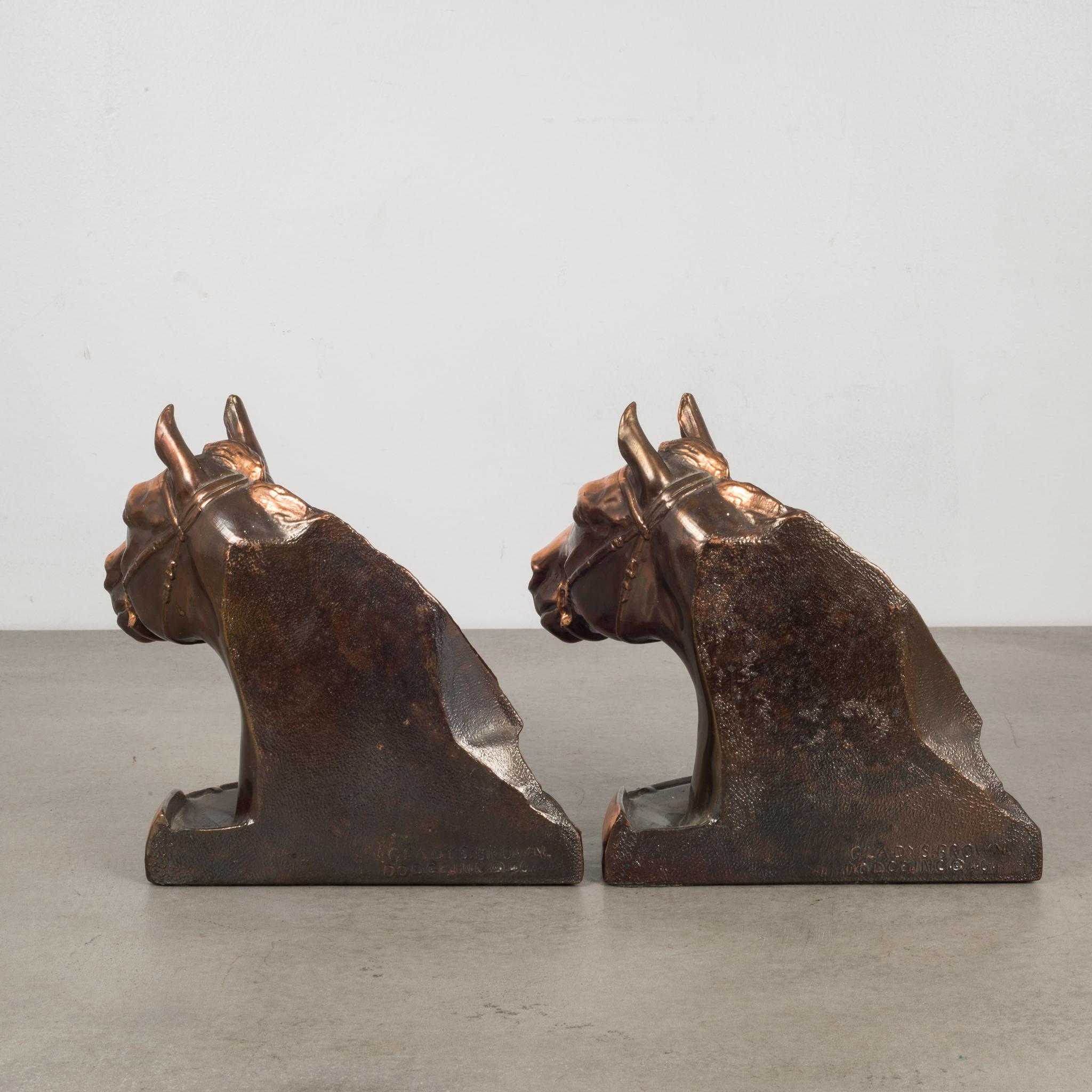 American Bronze-Plated Horse Head Bookends by Glady's Brown and Dodge, circa 1946