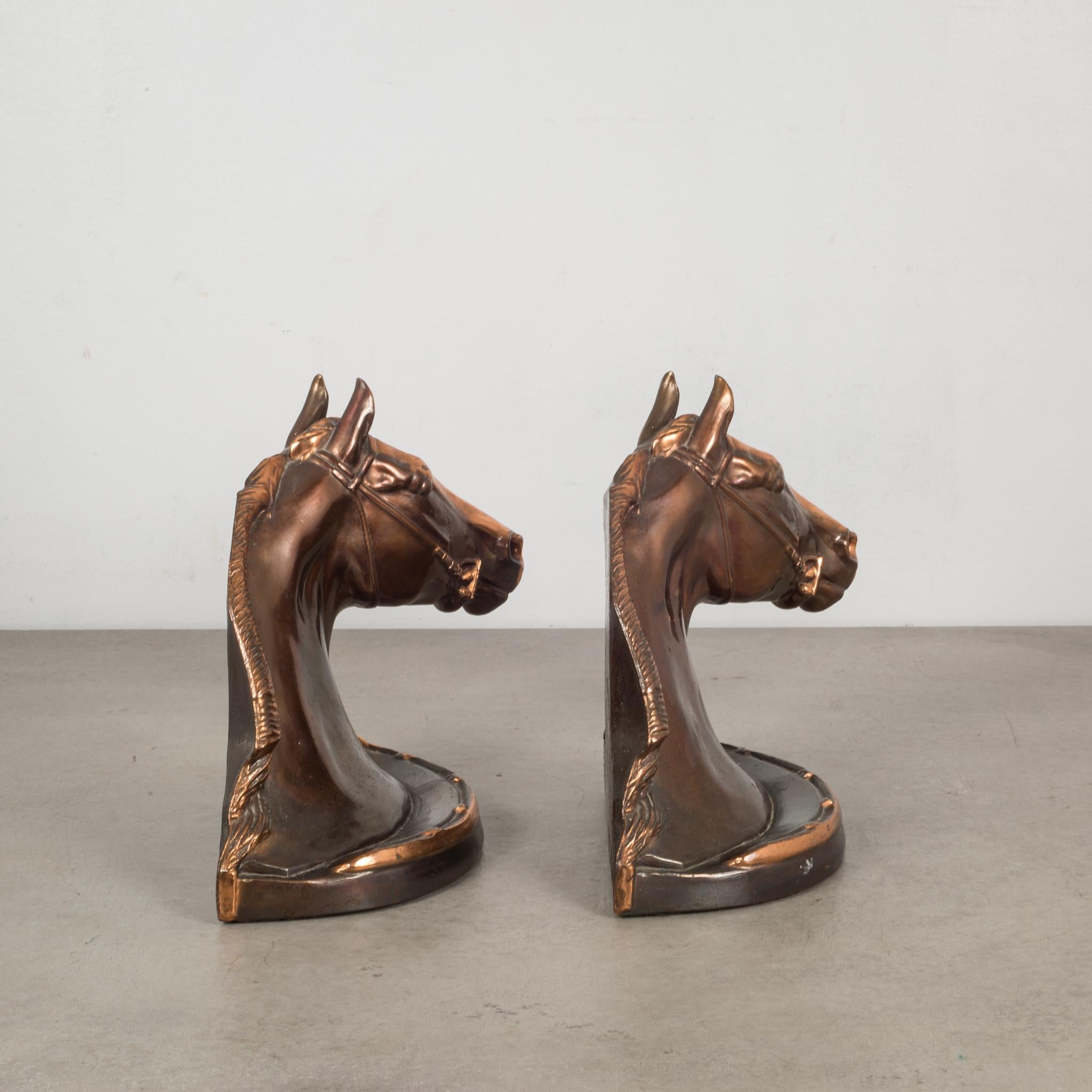 Bronze-Plated Horse Head Bookends by Glady's Brown and Dodge, circa 1946 In Good Condition In San Francisco, CA