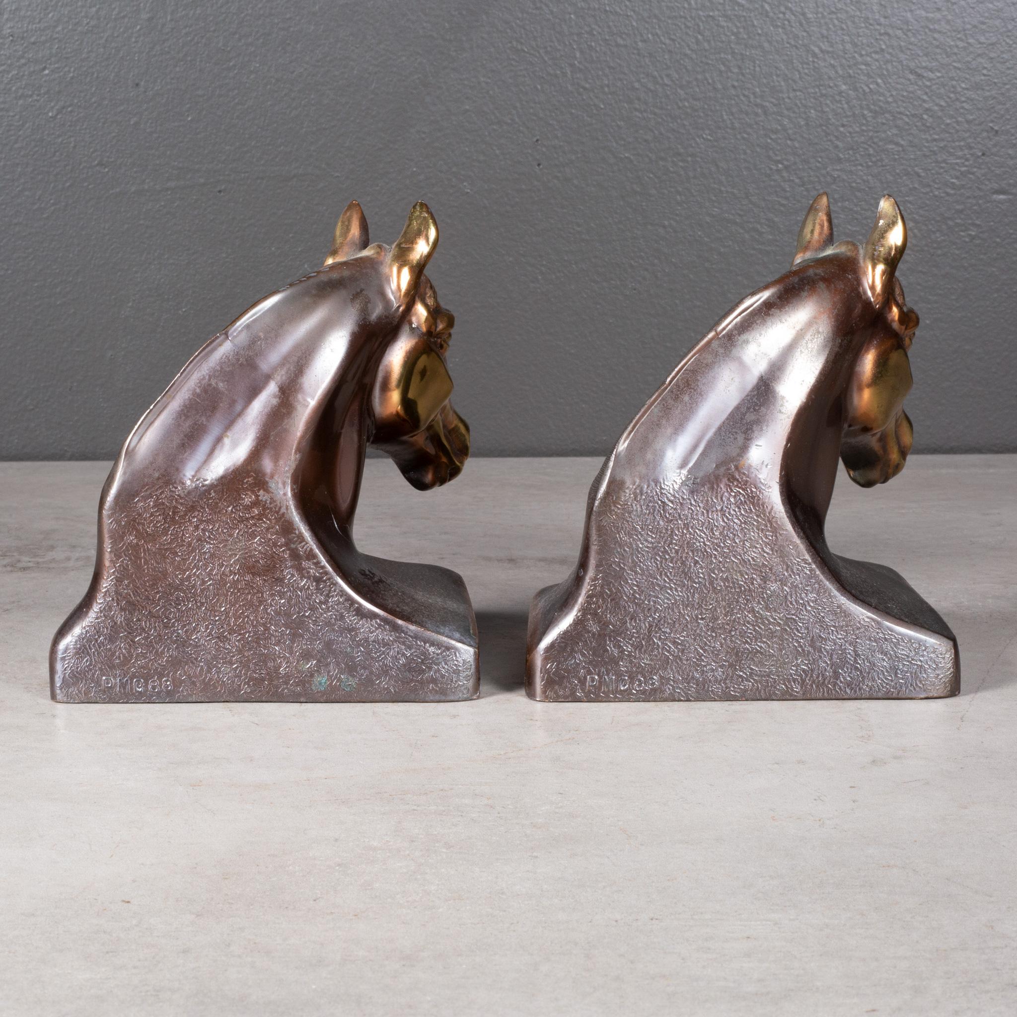 Industrial Bronze Plated Horse Head Bookends c.1940 (FREE SHIPPING) For Sale