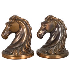 Bronze-Plated Horse Head Bookends, circa 1930